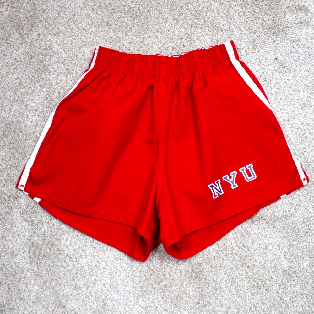 Vintage 70s Champion USA  NYC Gym Shorts 50/50 Sz S 1970s Track Sweats Red Short